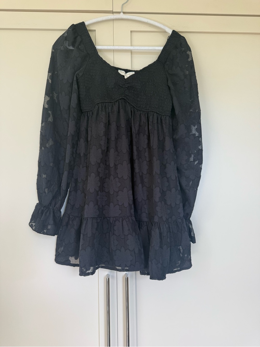 Thirty Thirty - Black Floral Lace Long-Sleeve Dress - NWT - M